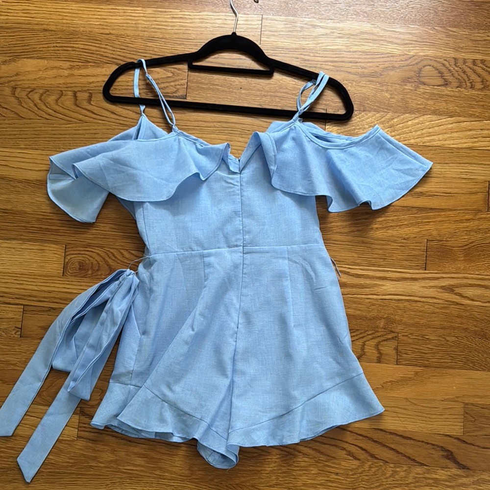Light Blue Ruffled Romper - Picture 2 of 2